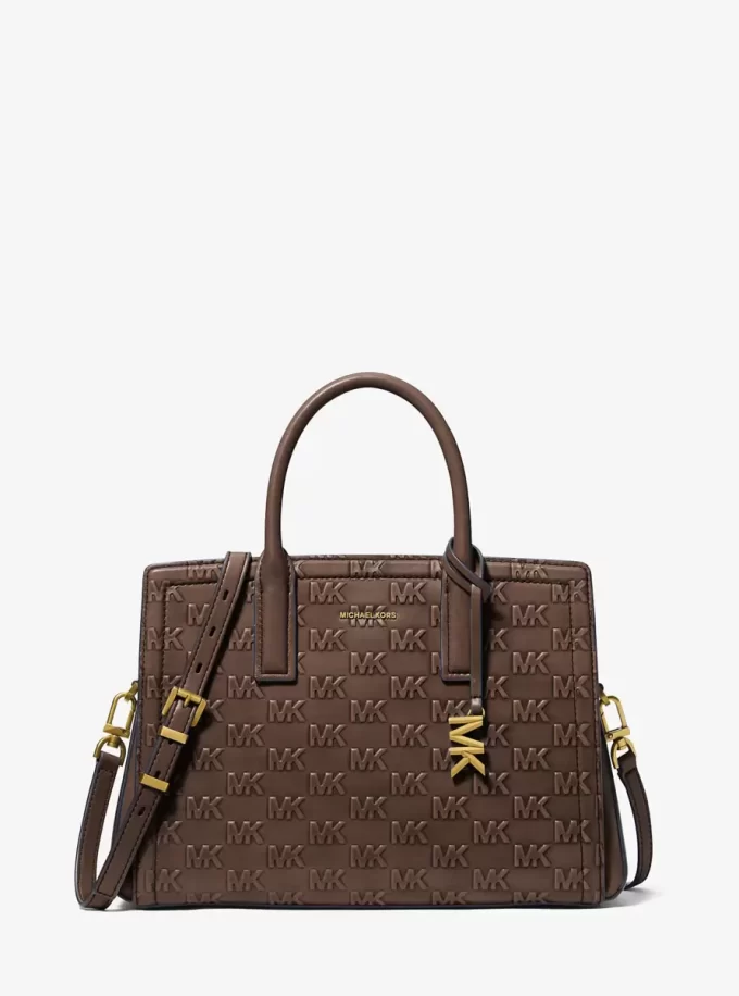 Laila Medium Schultertasche aus poliertem Leder mit Logoprägung Laila Medium Schultertasche aus poliertem Leder mit Logoprägung