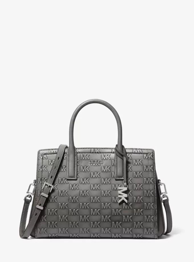 Laila Medium Schultertasche aus poliertem Leder mit Logoprägung Laila Medium Schultertasche aus poliertem Leder mit Logoprägung