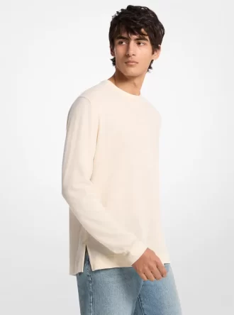 Langarm-T-Shirt aus Leinen- und Baumwolljersey