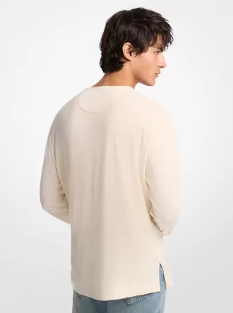 Langarm-T-Shirt aus Leinen- und Baumwolljersey