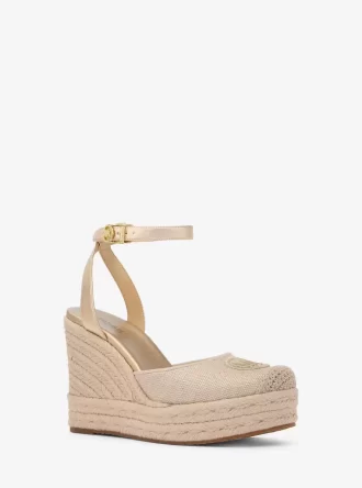 Larissa Espadrille-Keilschuhe aus Metallic-Canvas