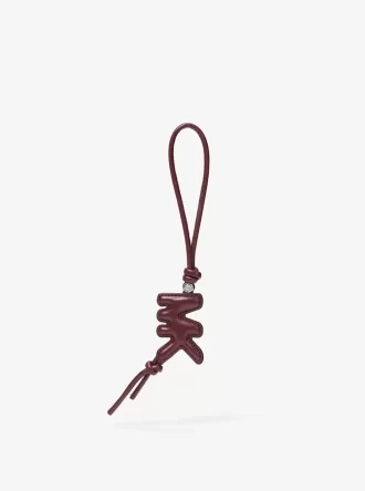 Leder-Taschenanhänger mit gestepptem Logo