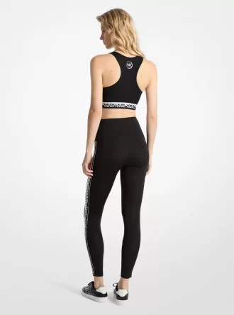 Leggings aus Stretch-Strick mit Logo-Band und hohem Bund