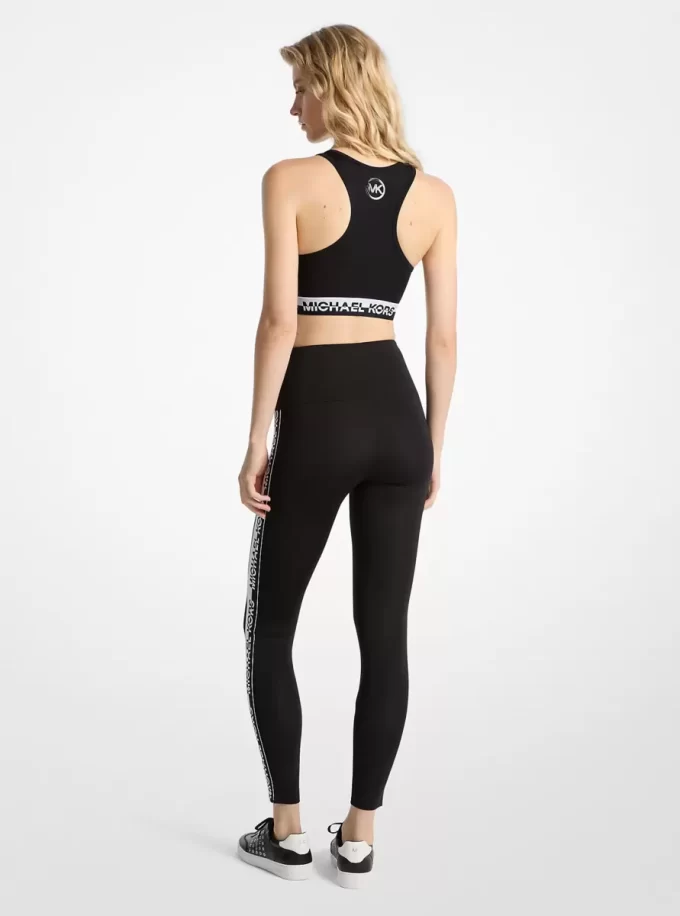 Leggings aus Stretch-Strick mit Logo-Band und hohem Bund