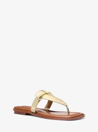 Lena Metallic-Leder-T-Riemen-Sandale