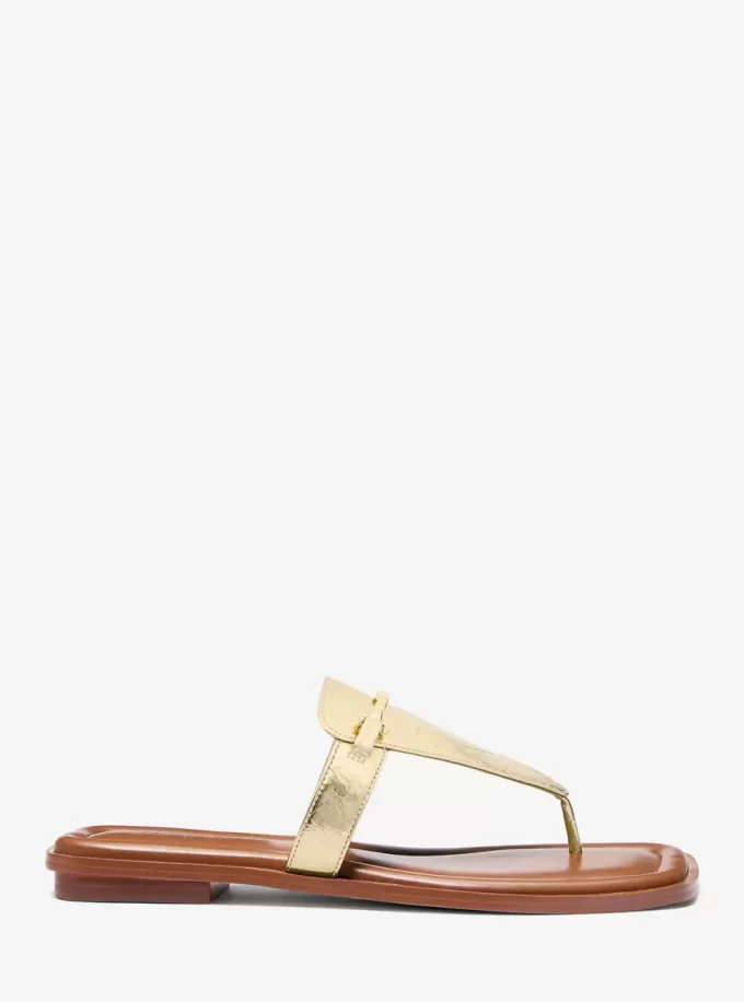 Lena Metallic-Leder-T-Riemen-Sandale Lena Metallic-Leder-T-Riemen-Sandale