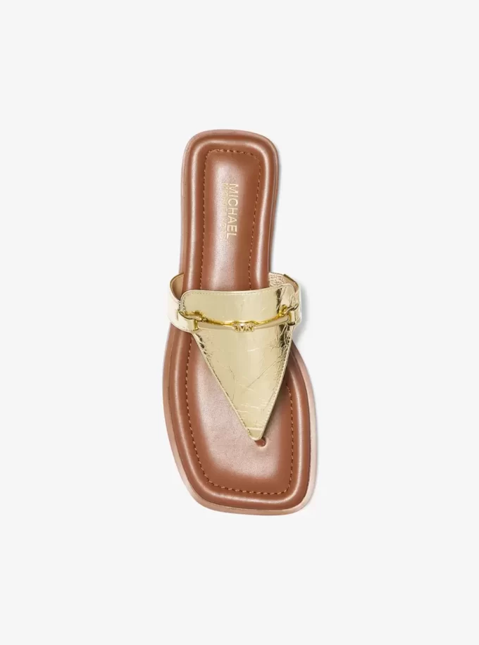 Lena Metallic-Leder-T-Riemen-Sandale Lena Metallic-Leder-T-Riemen-Sandale
