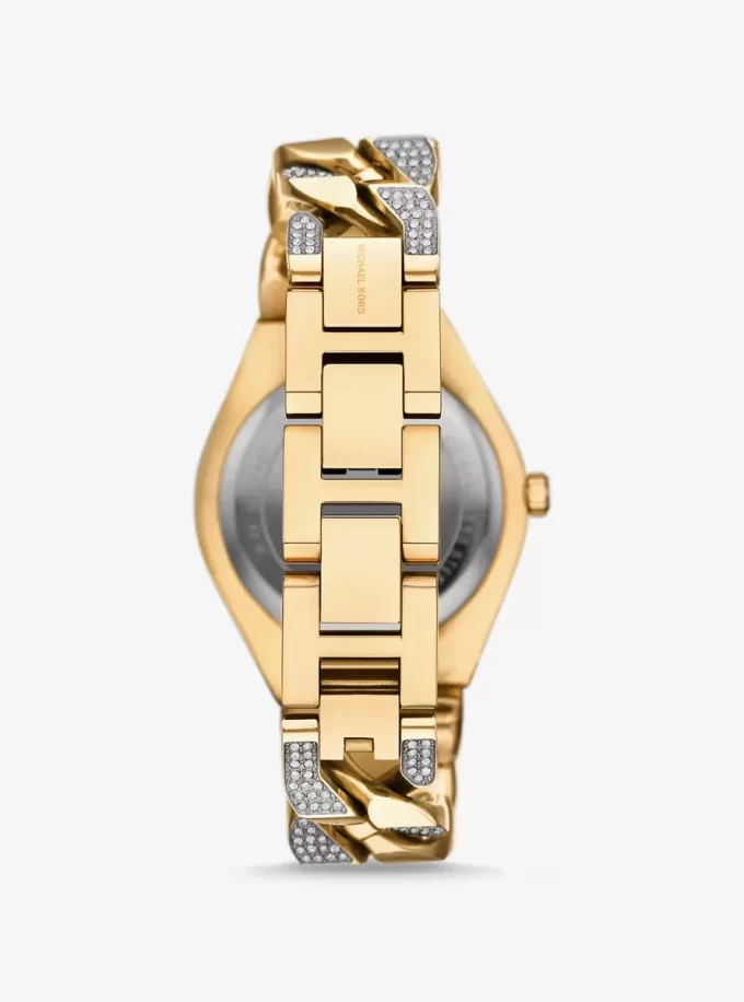 Lennox Pavé Goldfarbene Gliederarmbanduhr