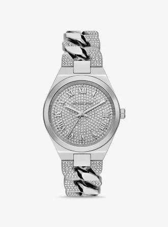 Lennox Pavé Silberfarbene Gliederarmbanduhr