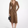 Leopardenmuster-Kleid aus mattem Jersey mit Raffungen