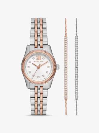 Lexington Pavé Zweifarbige Uhr und Schiebearmband Geschenkset