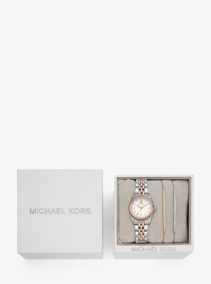 Lexington Pavé Zweifarbige Uhr und Schiebearmband Geschenkset Lexington Pavé Zweifarbige Uhr und Schiebearmband Geschenkset