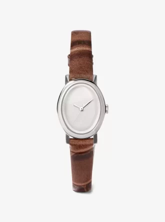 Limitierte Petite Maude Uhr in Silberoptik und mit Krokodilprägung