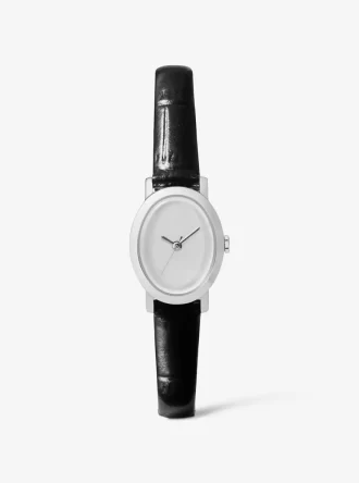 Limitierte Petite Maude Uhr in Silberoptik und mit Krokodilprägung