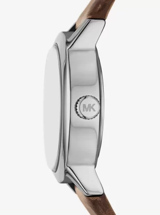 Limitierte Petite Maude Uhr in Silberoptik und mit Krokodilprägung