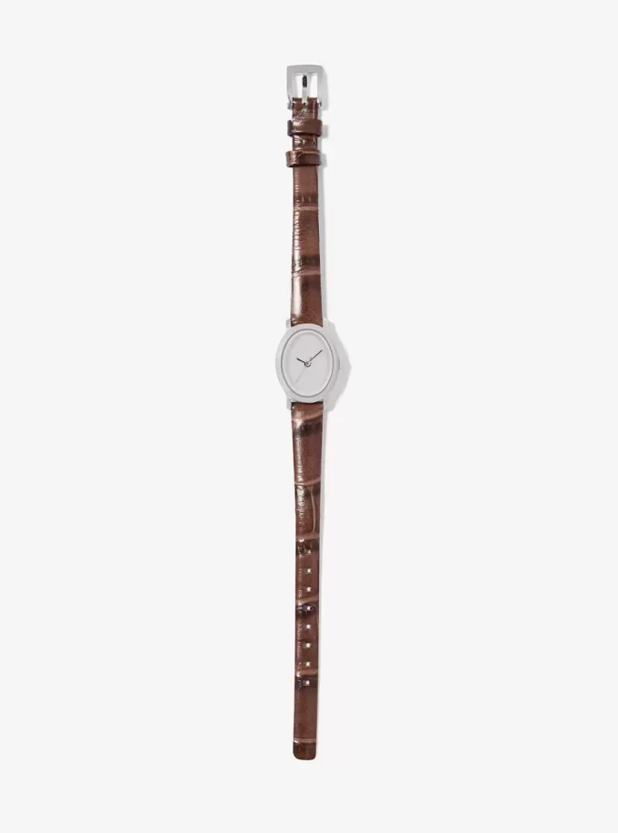 Limitierte Petite Maude Uhr in Silberoptik und mit Krokodilprägung Limitierte Petite Maude Uhr in Silberoptik und mit Krokodilprägung
