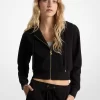 Logo-Jacquard-Anhänger, Jacquard-Cropped-Zip-Up-Hoodie