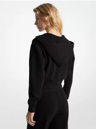 Logo-Jacquard-Anhänger, Jacquard-Cropped-Zip-Up-Hoodie