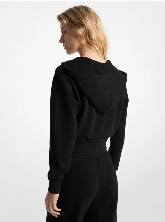 Logo-Jacquard-Anhänger, Jacquard-Cropped-Zip-Up-Hoodie
