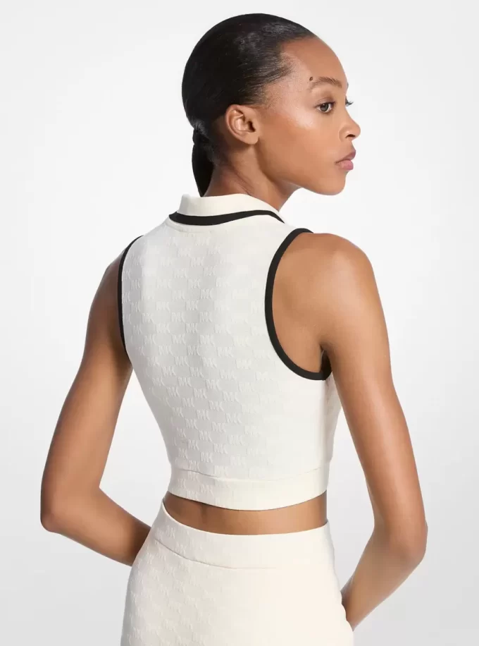 Logo-Jacquard-Strick-Tech-Crop-Top