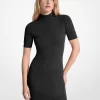 Logo-Jacquard-Strickkleid mit Stehkragen