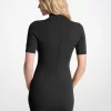 Logo-Jacquard-Strickkleid mit Stehkragen