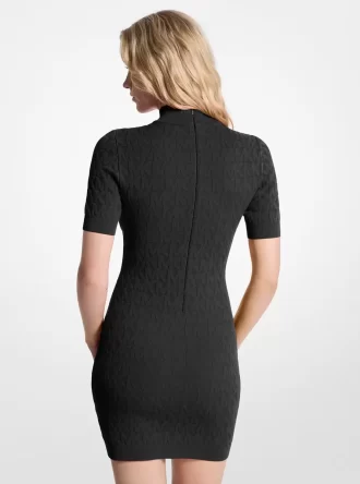 Logo-Jacquard-Strickkleid mit Stehkragen