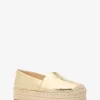 Lynne Plateau-Espadrilles aus geknacktem Metallic-Leder