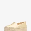 Lynne Plateau-Espadrilles aus geknacktem Metallic-Leder