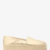 Lynne Plateau-Espadrilles aus geknacktem Metallic-Leder