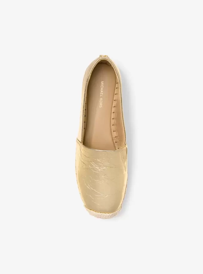 Lynne Plateau-Espadrilles aus geknacktem Metallic-Leder