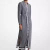 Maxikleid aus Satin mit Logoprint und Gürtel