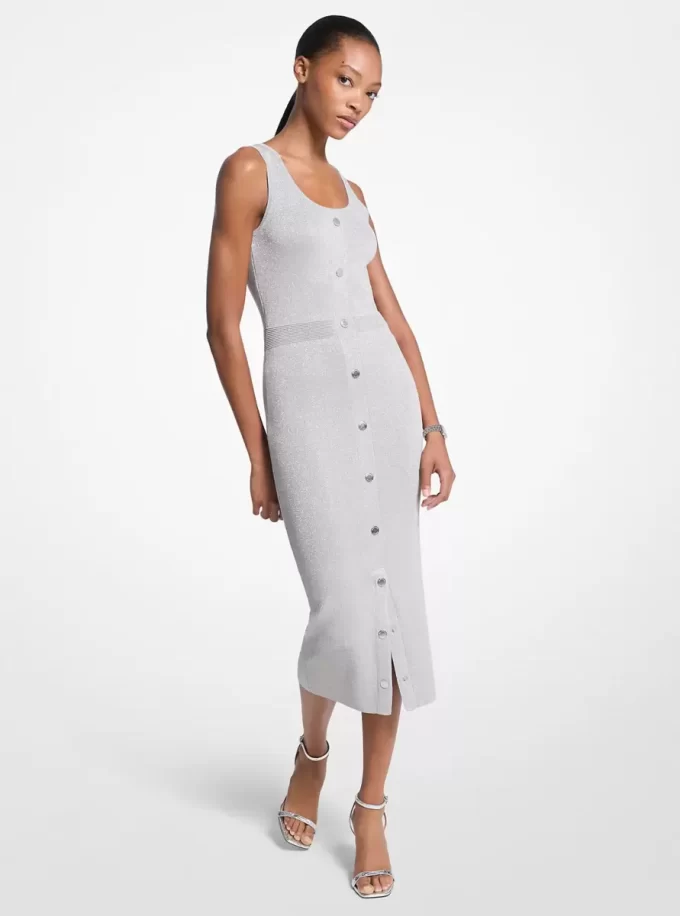 Metallic Strick Midi Tankkleid Metallic Strick Midi Tankkleid