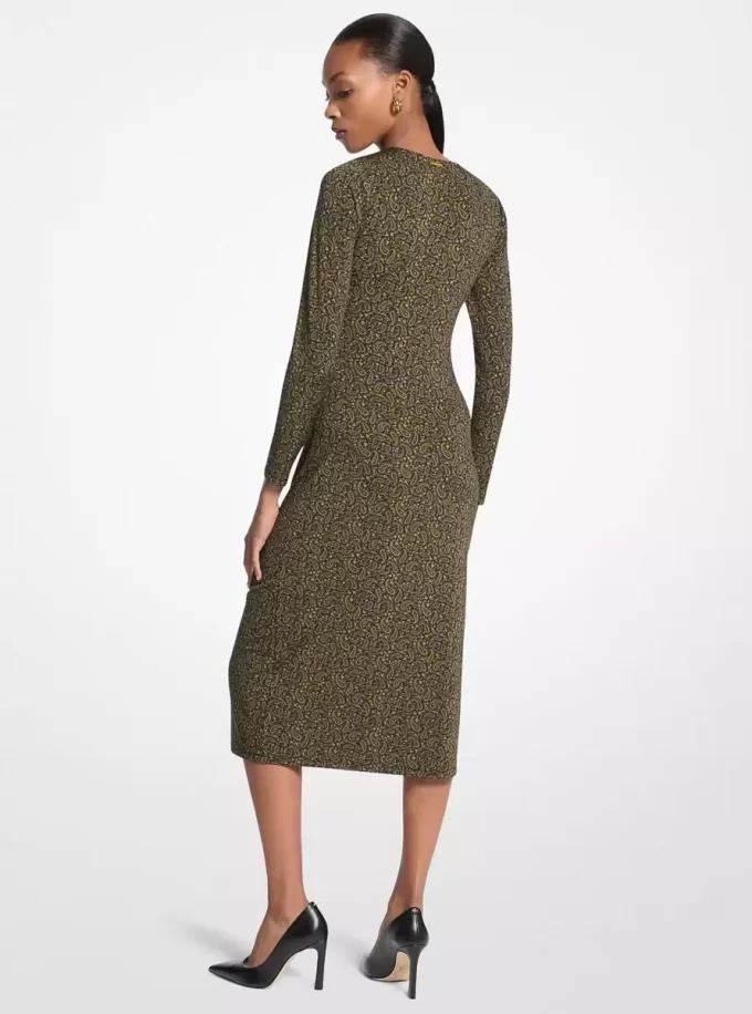 Midikleid aus dehnbarem, mattem Jersey mit Paisley-Print