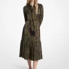 Midikleid aus Satin mit Paisley-Muster und Bindekragen