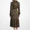 Midikleid aus Satin mit Paisley-Muster und Bindekragen