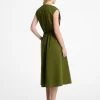 Midikleid aus Stretch-Baumwollpopeline mit Gürtel