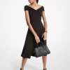 Midikleid aus Stretch-Viskose mit Carmen-Ausschnitt Midikleid aus Stretch-Viskose mit Carmen-Ausschnitt