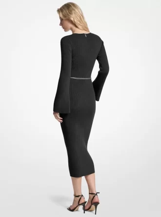 Midikleid aus Wollmischung mit Gürtel