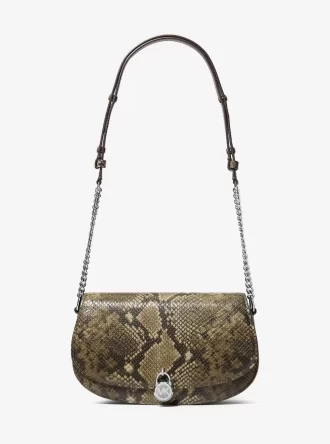 Mila Medium Messenger Bag mit Schlangenprägung