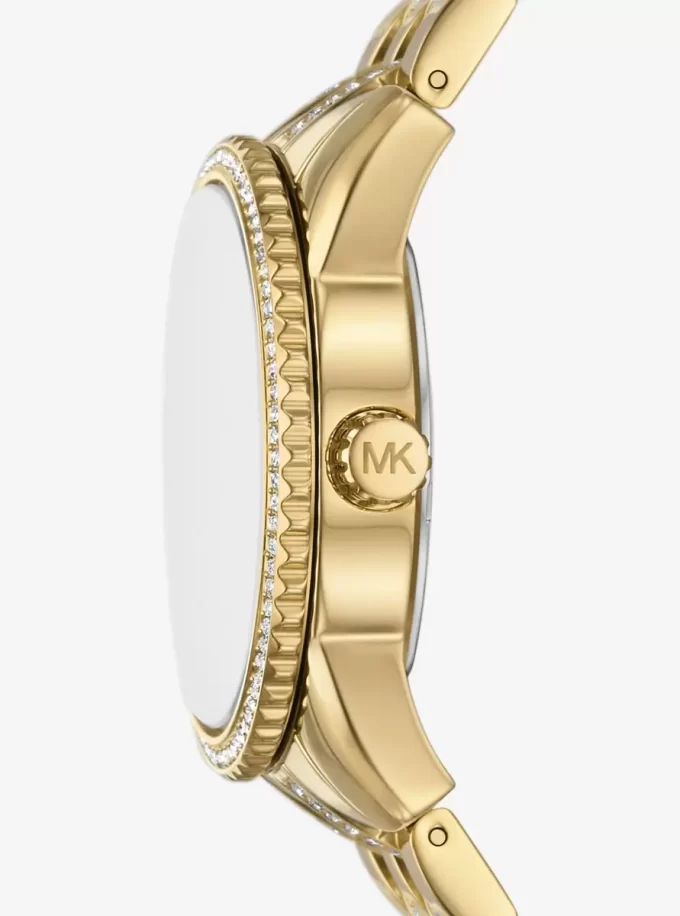 Mini Bryant Pavé Logo Goldfarbene Uhr Mini Bryant Pavé Logo Goldfarbene Uhr