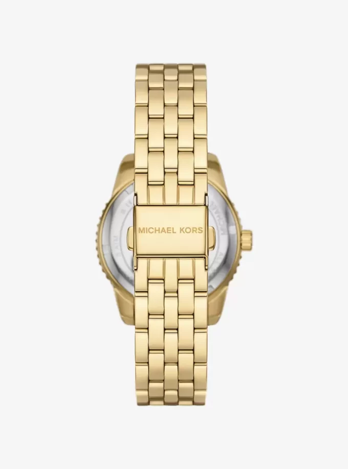 Mini Bryant Pavé Logo Goldfarbene Uhr Mini Bryant Pavé Logo Goldfarbene Uhr