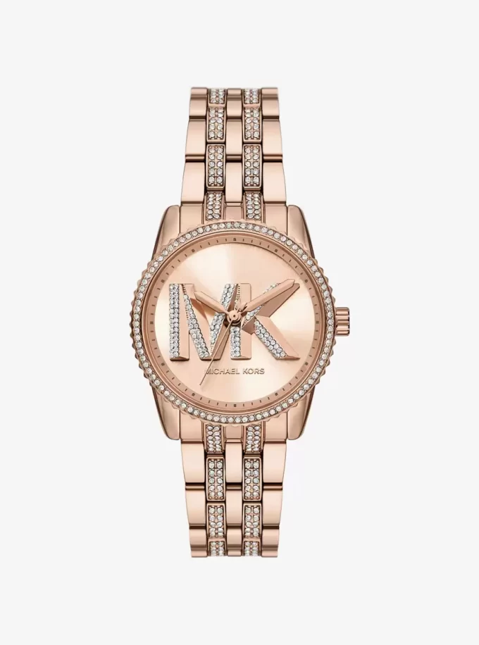 Mini Bryant Pavé Logo Roségoldfarbene Uhr