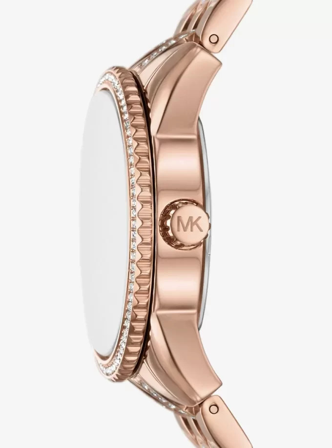 Mini Bryant Pavé Logo Roségoldfarbene Uhr