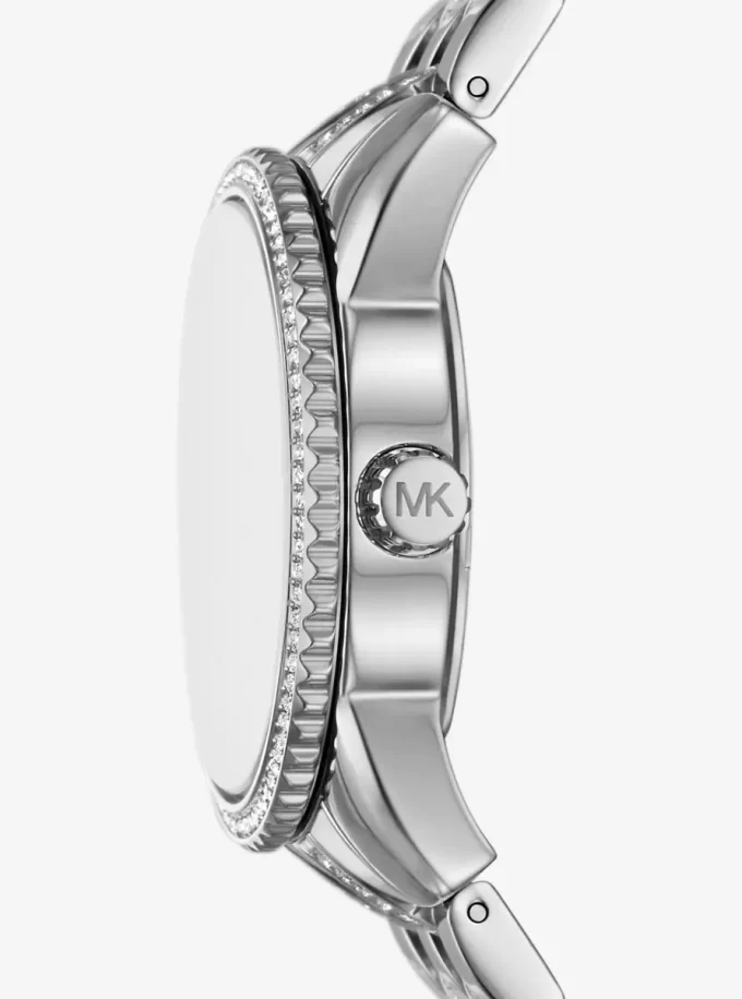 Mini Bryant Pavé Logo Silberfarbene Uhr Mini Bryant Pavé Logo Silberfarbene Uhr
