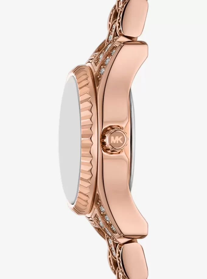 Mini Lexington Pavé Roségoldfarbene Uhr