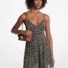 Minikleid aus Georgette mit Blumenmuster und Nieten