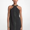 Minikleid aus Stretch-Crêpe mit Nieten und Neckholder Minikleid aus Stretch-Crêpe mit Nieten und Neckholder