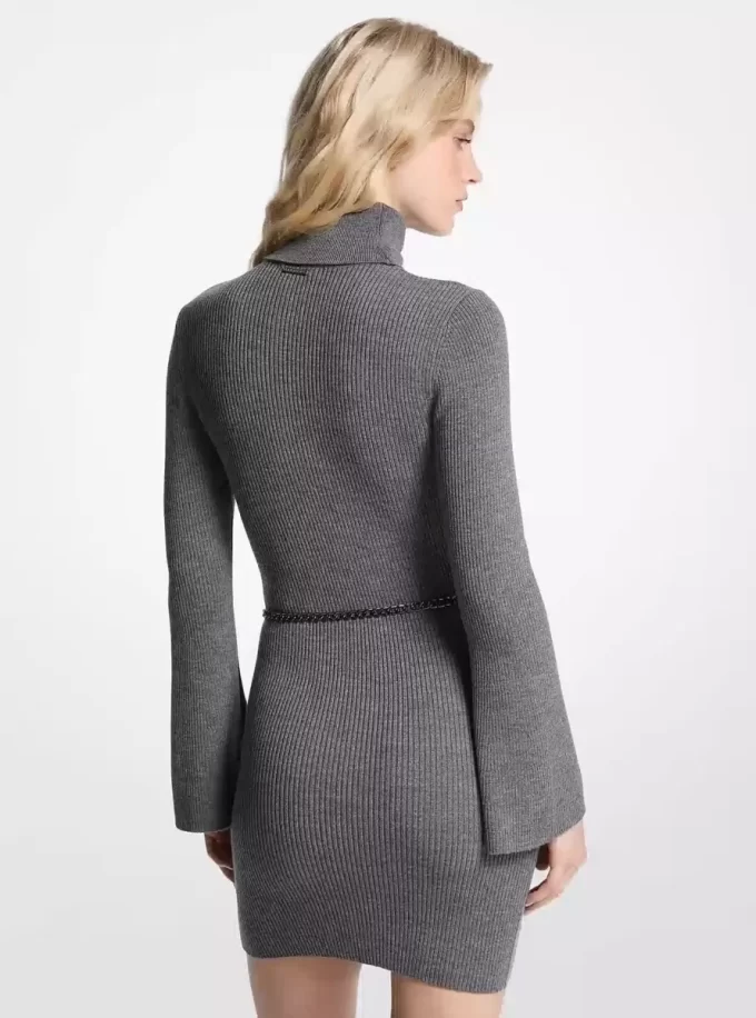 Minikleid aus Wollmischung mit Gürtel