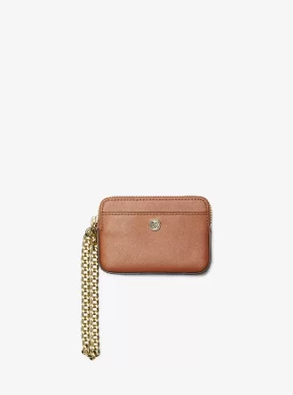 Mittelgroßes Kartenetui aus Saffiano-Leder mit Kette